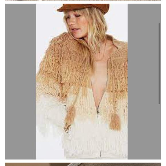 Jen's Pirate Booty Berber Fringe Cardigan Sweater Bomber Jacket Boho Small - Picture 2 of 8
